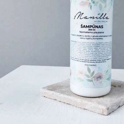 Natūralus Manilla rankų darbo šampūnas su augaliniu keratinu
